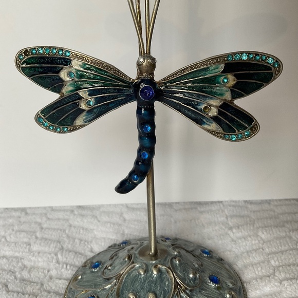 Metal and Enamel Dragonfly Display Stand - Photo or Jewellery Holder - Picture 3 of 16